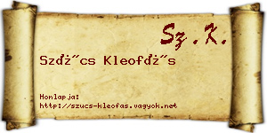 Szűcs Kleofás névjegykártya