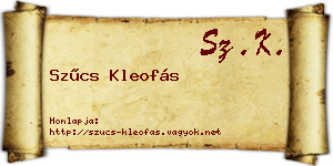 Szűcs Kleofás névjegykártya